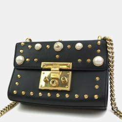 Pre Owned Gucci Small Studded Padlock Bag