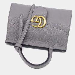 مملوكة مسبقًا Gucci Grey Leather GG Marmont Mini Tote and Shoulder Bag (442622)