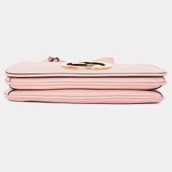 Pre Owned حقيبة كروس غوتشي بلوندي جلد وردي حزام ويب قماشي