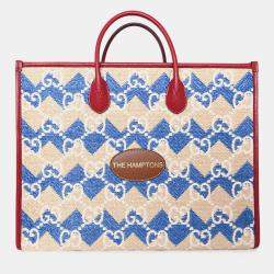 Pre Owned Gucci X Hamptons Limited Edition Canvas GG Tote with Strap