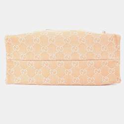 مملوكة مسبقًا حقيبة يد غوتشي أوفيديا متوسطة دنيم مونوغرام بيج مع حزام + حقيبة صغيرة