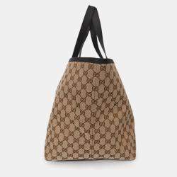 مملوكة مسبقًا حقيبة يد غوتشي توتيسما متوسطة ويب كانفاس GG بنية مع جيب