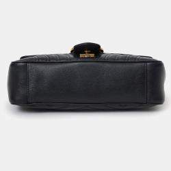 مملوكة مسبقًا Gucci Black Leather GG Marmont Small Crossbody Bag