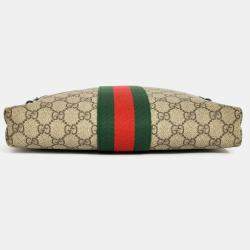 Pre Owned حقيبة ماسنجر غوتشي كانفاس جلد بني/أسود جي جي سوبريم