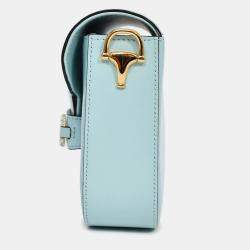 Pre Owned Gucci Blue Leather Crystal Horsebit 1955 Mini Shoulder Bag