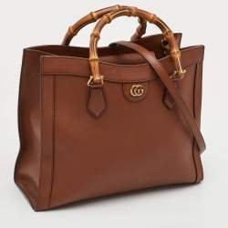 Pre Owned حقيبة يد توتس غوتشي ديانا خيزران جلد بني متوسطة