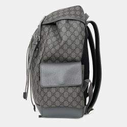 Pre Owned Gucci Grey Canvas GG Supreme Medium Backpack