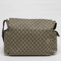 مملوكة مسبقًا حقيبة غوتشي "ديابر" رسول جلد و كانفاس GG سوبريم بيج/بني