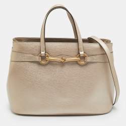 Pre Owned حقيبة يد غوتشي ضوء بت ميتاليك جلد متوسطة