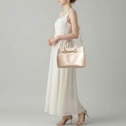 Pre Owned حقيبة يد غوتشي ضوء بت ميتاليك جلد متوسطة