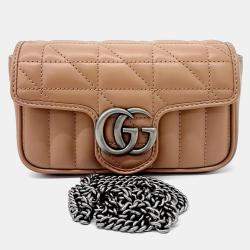 مملوكة مسبقًا Gucci Beige Leather Matrasse Super Mini Crossbody Bag (476433)