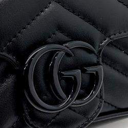 Pre Owned Gucci Black Leather GG Marmont Belt Bag (699757)