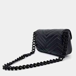 Pre Owned Gucci Black Leather GG Marmont Belt Bag (699757)