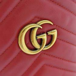 Pre Owned حقيبة دلو ميني غوتشي جي جي مارمونت جلد أحمر