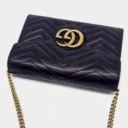 مملوكة مسبقًا Gucci Black Leather Marmont Matrasse Crossbody Bag (474575)