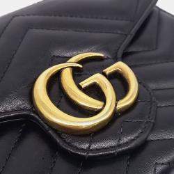 مملوكة مسبقًا Gucci Black Leather Marmont Matrasse Crossbody Bag (474575)