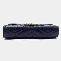 مملوكة مسبقًا Gucci Black Leather Marmont Matrasse Crossbody Bag (474575)