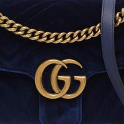 Pre Owned حقيبة كتف غوتشي جي جي مارمونت جلد ماتيلس أوف وايت صغيرة