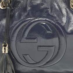 Pre Owned Gucci Soho Chain Medium Purple Patent Leather Tote