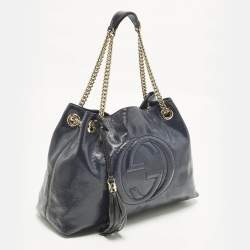 Pre Owned Gucci Soho Chain Medium Purple Patent Leather Tote