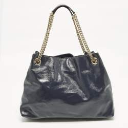 Pre Owned Gucci Soho Chain Medium Purple Patent Leather Tote