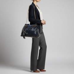 Pre Owned Gucci Soho Chain Medium Purple Patent Leather Tote