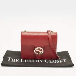 مملوكة مسبقًا Gucci Dollar Interlocking G Small Red Leather Shoulder Bag