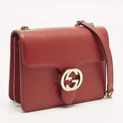 مملوكة مسبقًا Gucci Dollar Interlocking G Small Red Leather Shoulder Bag