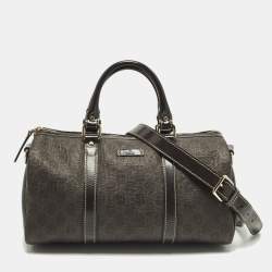 Pre Owned حقيبة غوتشي بوسطن كانفاس GG سوبريم بني داكن وجلد لامع