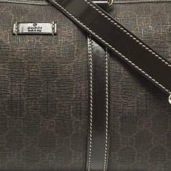 Pre Owned حقيبة غوتشي بوسطن كانفاس GG سوبريم بني داكن وجلد لامع