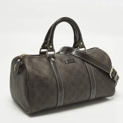 Pre Owned حقيبة غوتشي بوسطن كانفاس GG سوبريم بني داكن وجلد لامع