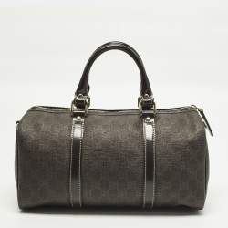 Pre Owned حقيبة غوتشي بوسطن كانفاس GG سوبريم بني داكن وجلد لامع