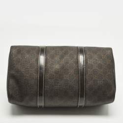 Pre Owned حقيبة غوتشي بوسطن كانفاس GG سوبريم بني داكن وجلد لامع