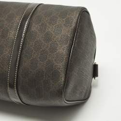 Pre Owned حقيبة غوتشي بوسطن كانفاس GG سوبريم بني داكن وجلد لامع