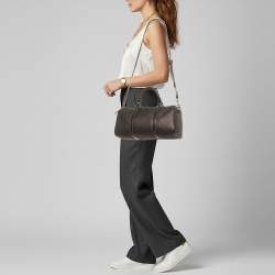 Pre Owned حقيبة غوتشي بوسطن كانفاس GG سوبريم بني داكن وجلد لامع