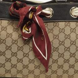 مملوكة مسبقًا حقيبة يد غوتشي بوسيتانو قماش GG بني / بيج