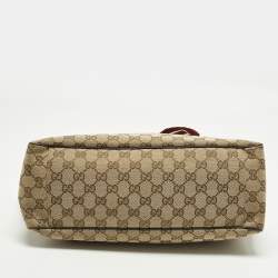مملوكة مسبقًا حقيبة يد غوتشي بوسيتانو قماش GG بني / بيج