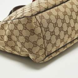 مملوكة مسبقًا حقيبة يد غوتشي بوسيتانو قماش GG بني / بيج