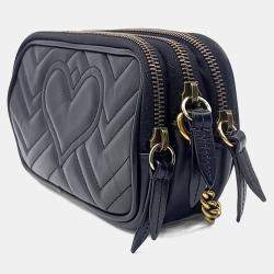 مملوكة مسبقًا Gucci Black Leather Marmont Crossbody Bag (546581)