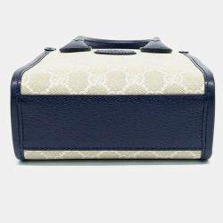 مملوكة مسبقًا حقيبة يد غوتشي أوفيديا صغيرة بيج وأسود PVC بنقشة GG (699406)