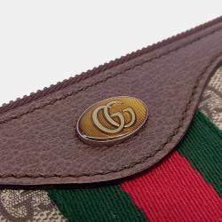 Pre Owned Gucci Beige, Brown Canvas Supreme Portfolio Clutch (523359)