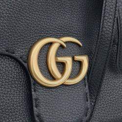 Pre Owned حقيبة يد وكتف غوتشي مارمونت جي جي جلد أسود صغيرة (442622)