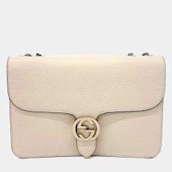 مملوكة مسبقًا Gucci White Leather Interlocking GG Shoulder Bag (510303)
