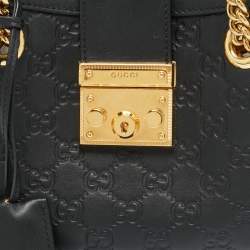 Pre Owned حقيبة يد غوتشي بقفل جلد غوتشي صغيرة سوداء