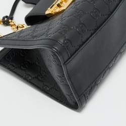 Pre Owned حقيبة يد غوتشي بقفل جلد غوتشي صغيرة سوداء