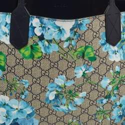 Pre Owned Gucci GG Blooms Multicolor GG Supreme Canvas Reversible Tote