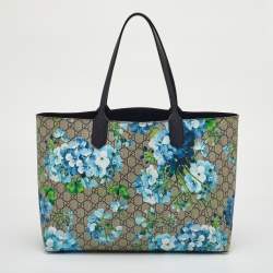 Pre Owned Gucci GG Blooms Multicolor GG Supreme Canvas Reversible Tote