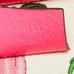 Pre Owned Gucci Flora Neon Pink/Multicolor Floral Print Canvas and Leather Tote