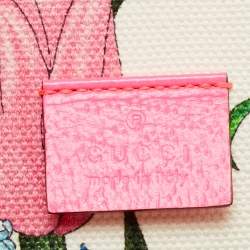 Pre Owned Gucci Flora Neon Pink/Multicolor Floral Print Canvas and Leather Tote