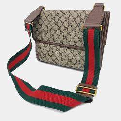 Pre Owned حقيبة ماسنجر غوتشي بني بيج PVC GG سوبريم